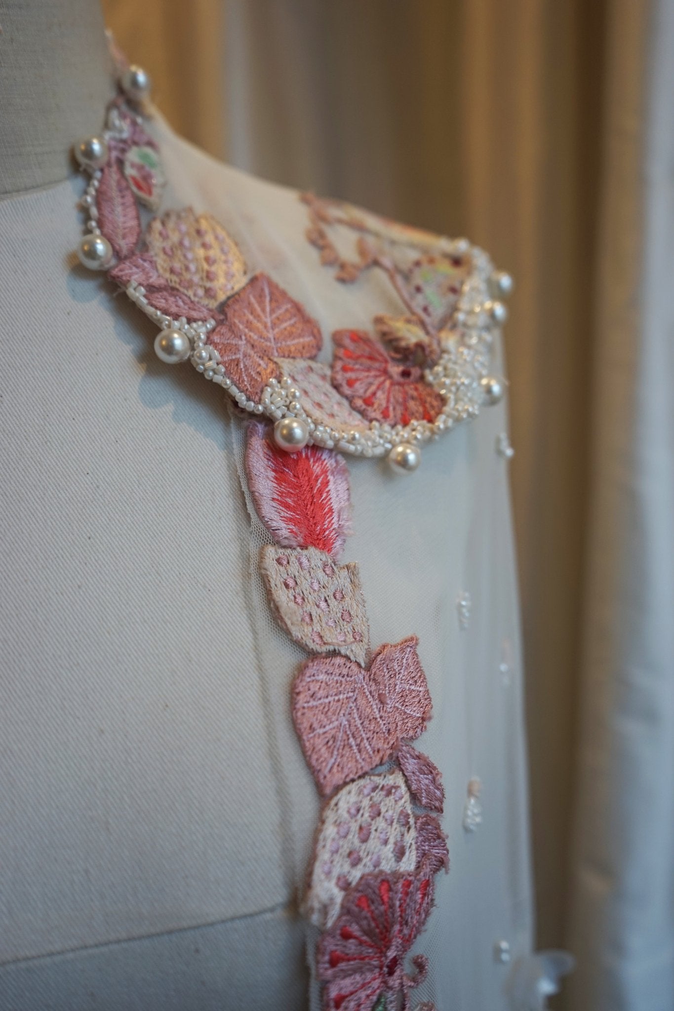 hermione - de - paula - Archive Tropical Palm & Butterfly Beach Cape - Hand Embroidery - botanical - couture