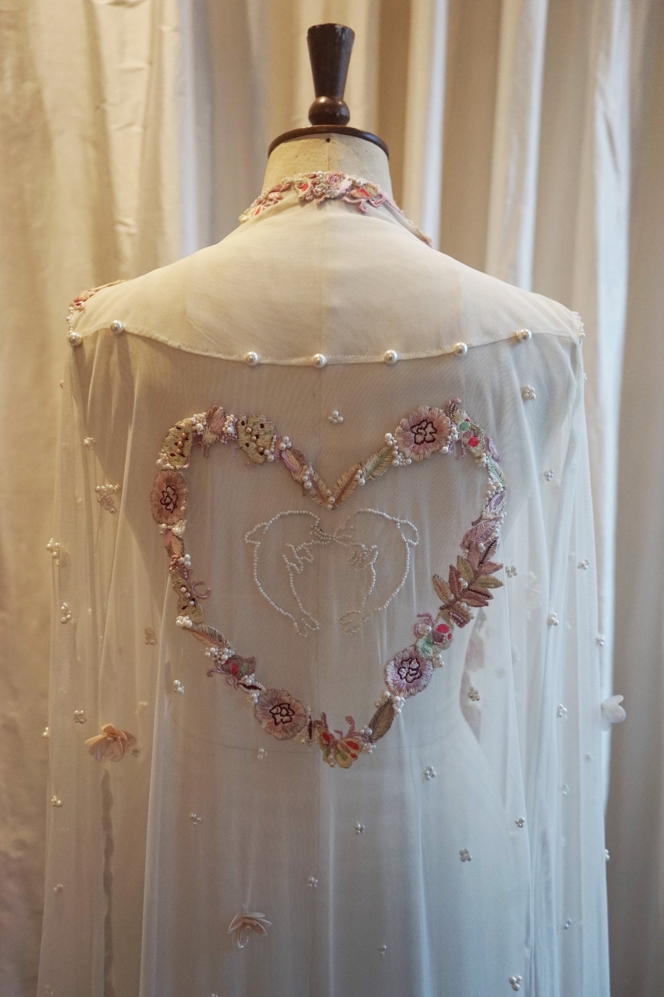 hermione - de - paula - Archive Tropical Palm & Butterfly Beach Cape - Hand Embroidery - botanical - couture