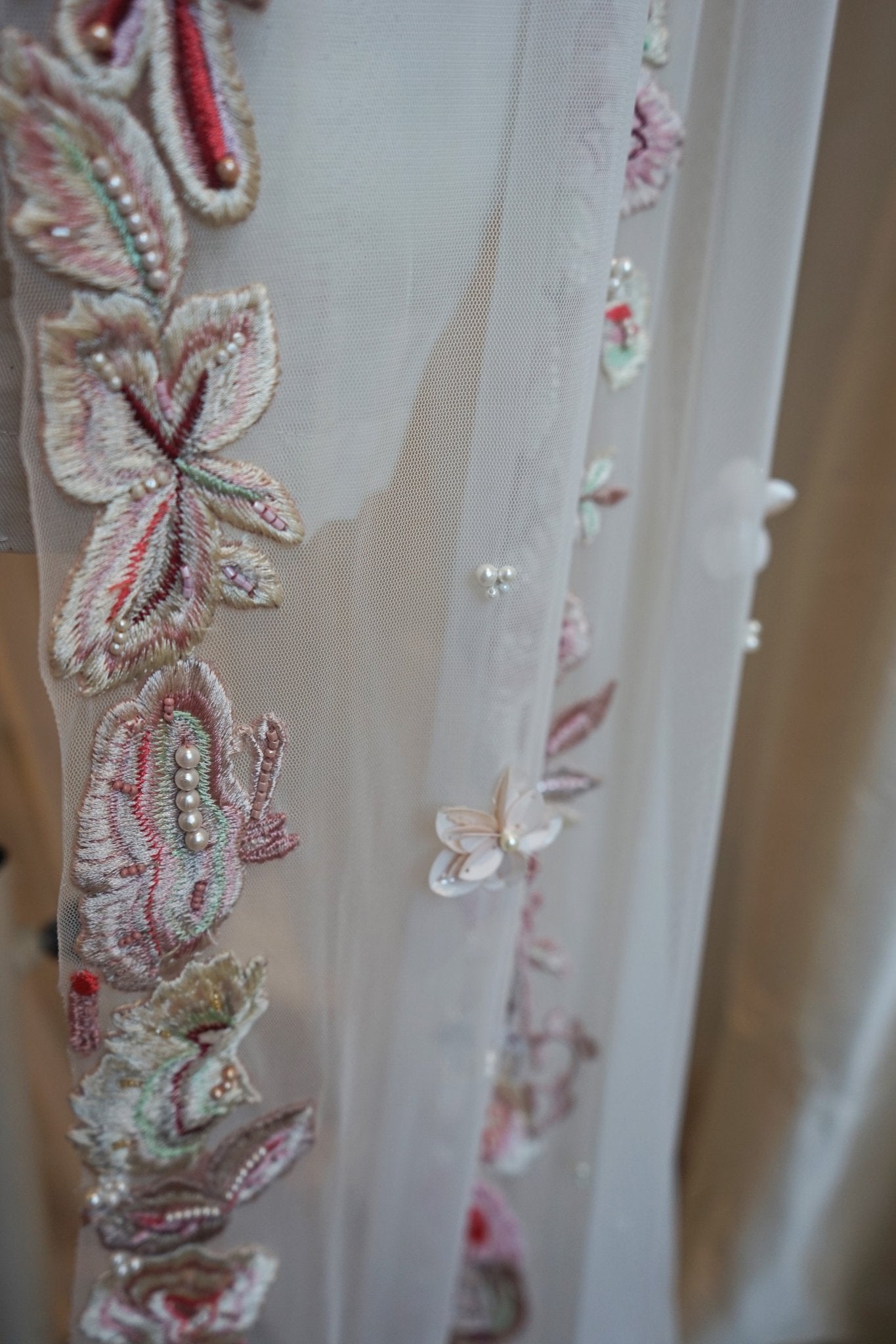 hermione - de - paula - Archive Tropical Palm & Butterfly Beach Cape - Hand Embroidery - botanical - couture