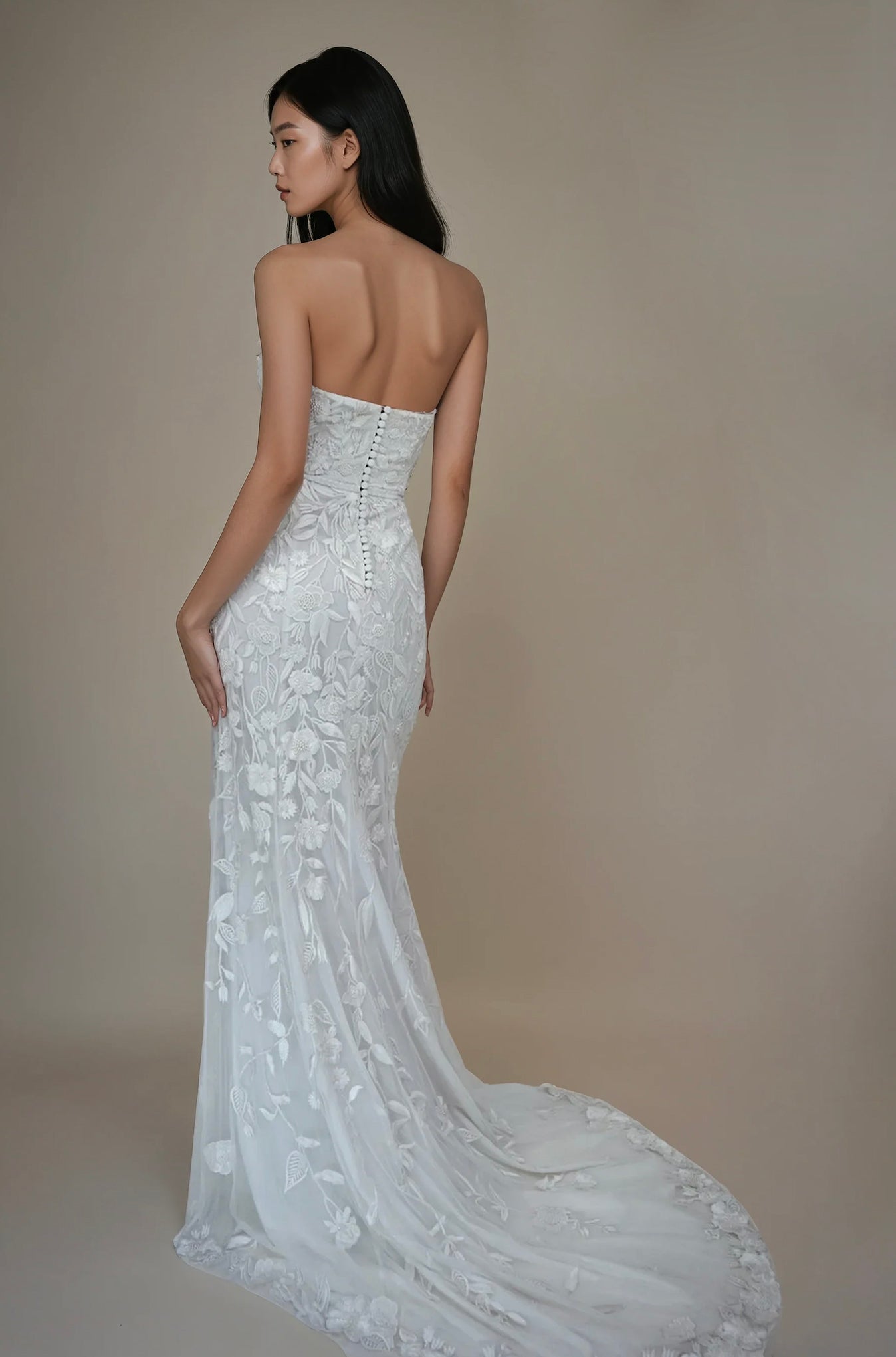 hermione - de - paula - Archive Wild Rose Tulle Bustier FL Gown Floral White - New Sample Never Worn - botanical - couture