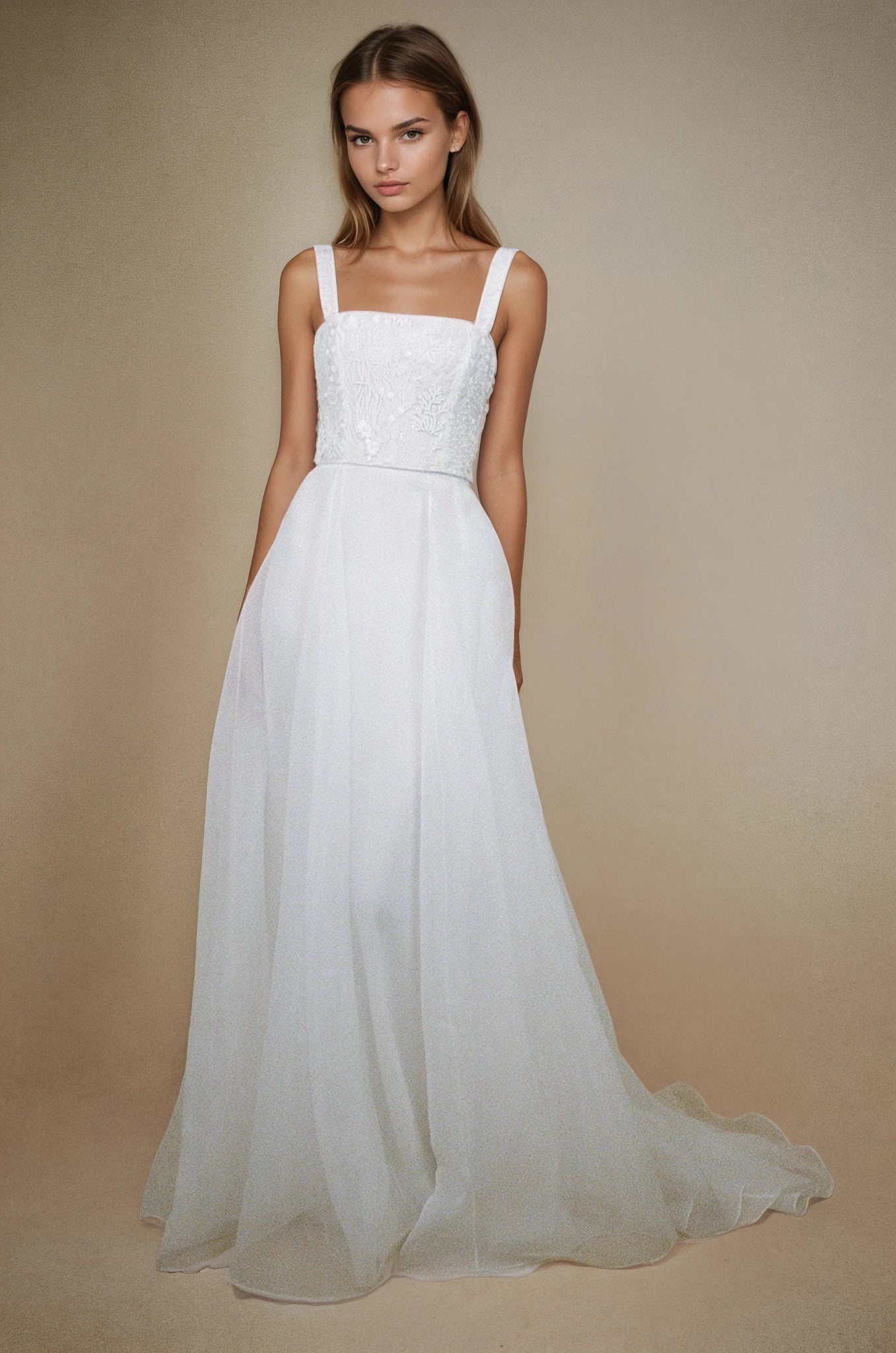 hermione - de - paula - Archive Wisteria Bodice with Soft Organza Circle Skirt with Straps - botanical - couture