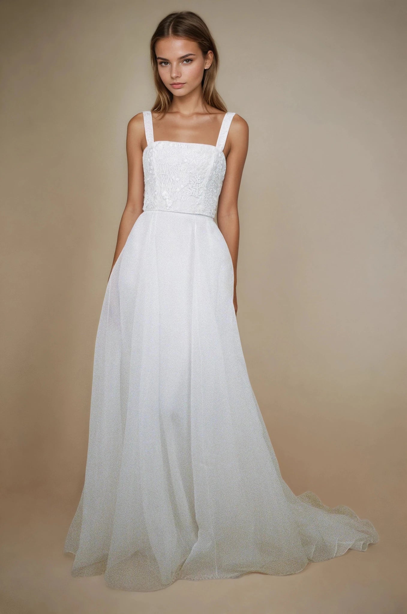 hermione - de - paula - Archive Wisteria Bodice with Soft Organza Circle Skirt with Straps - botanical - couture