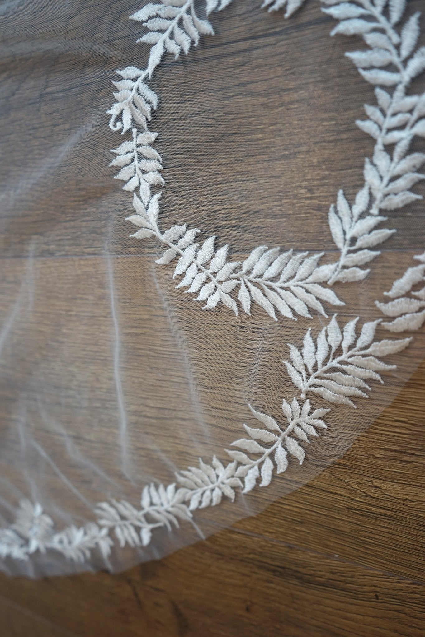 hermione - de - paula - Archive Wisteria Wreath Veil - Add Custom Hand Embroidery in the Wreath - botanical - couture