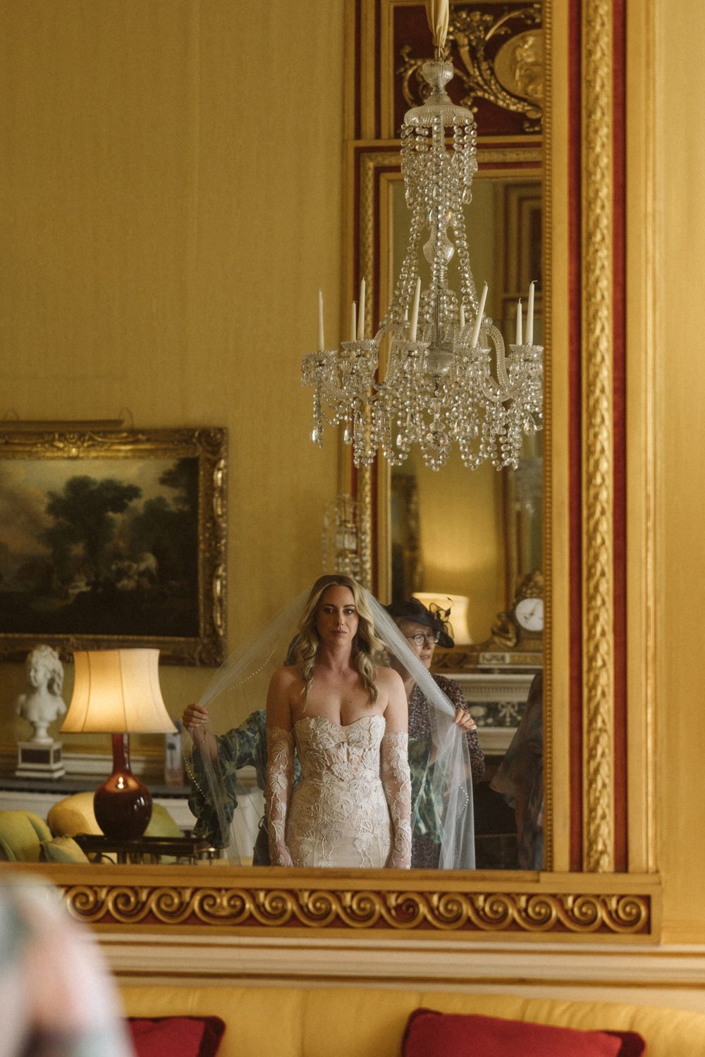 Hermione de Paula bride Averi wearing the Sweetheart Monstera Eclipse couture wedding gown with Monstera vine opera gloves and a hand-embroidered pearl trim veil - photo 8