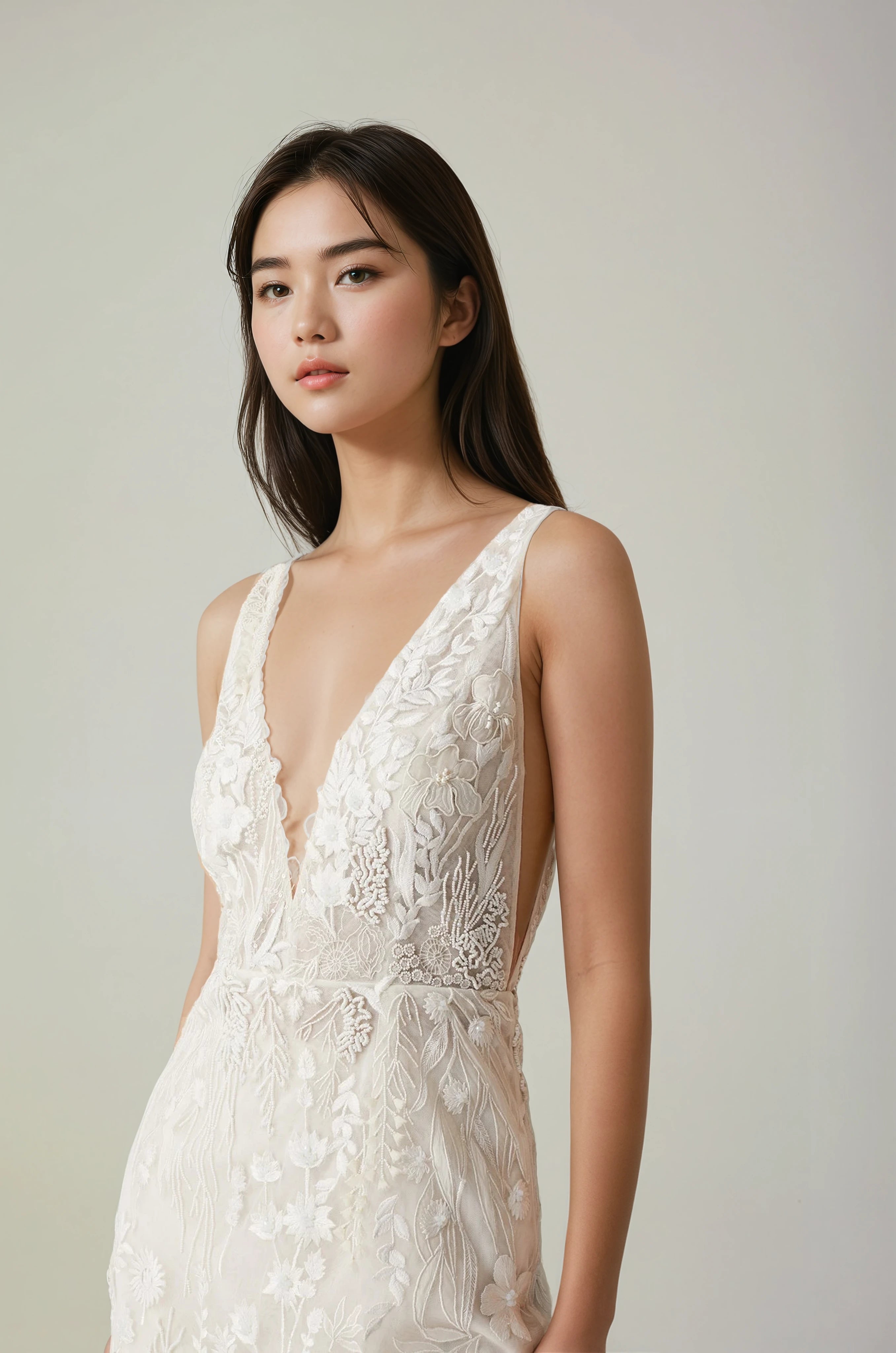 Miniature Underwater Wildflower Gown with Illusion V Neckline | Hermione de Paula Bridal Boutique