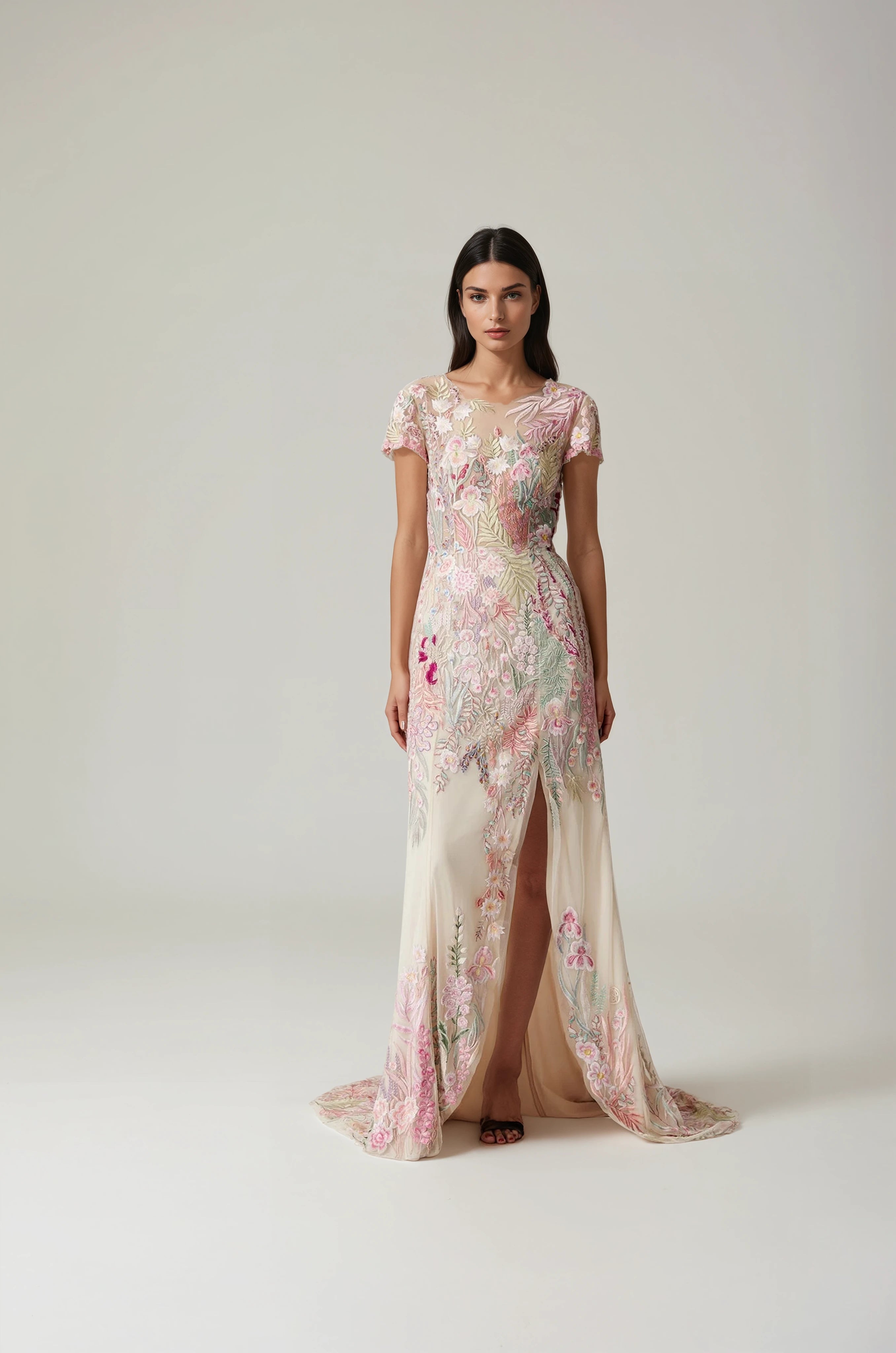 Underwater Wildflower Garden Gown with Open Scoop Back | Hermione de Paula Bridal Boutique