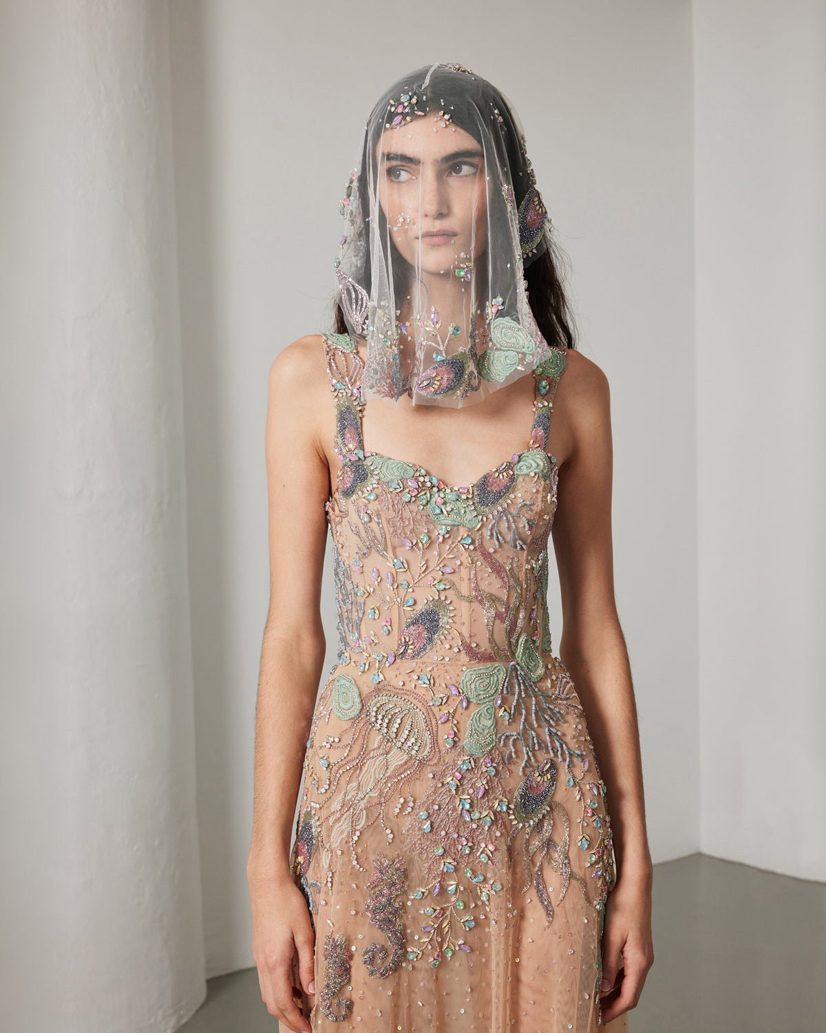 hermione-de-paula-Celestial Seascape Bustier Gown Aquarium Colourway-botanical-couture
