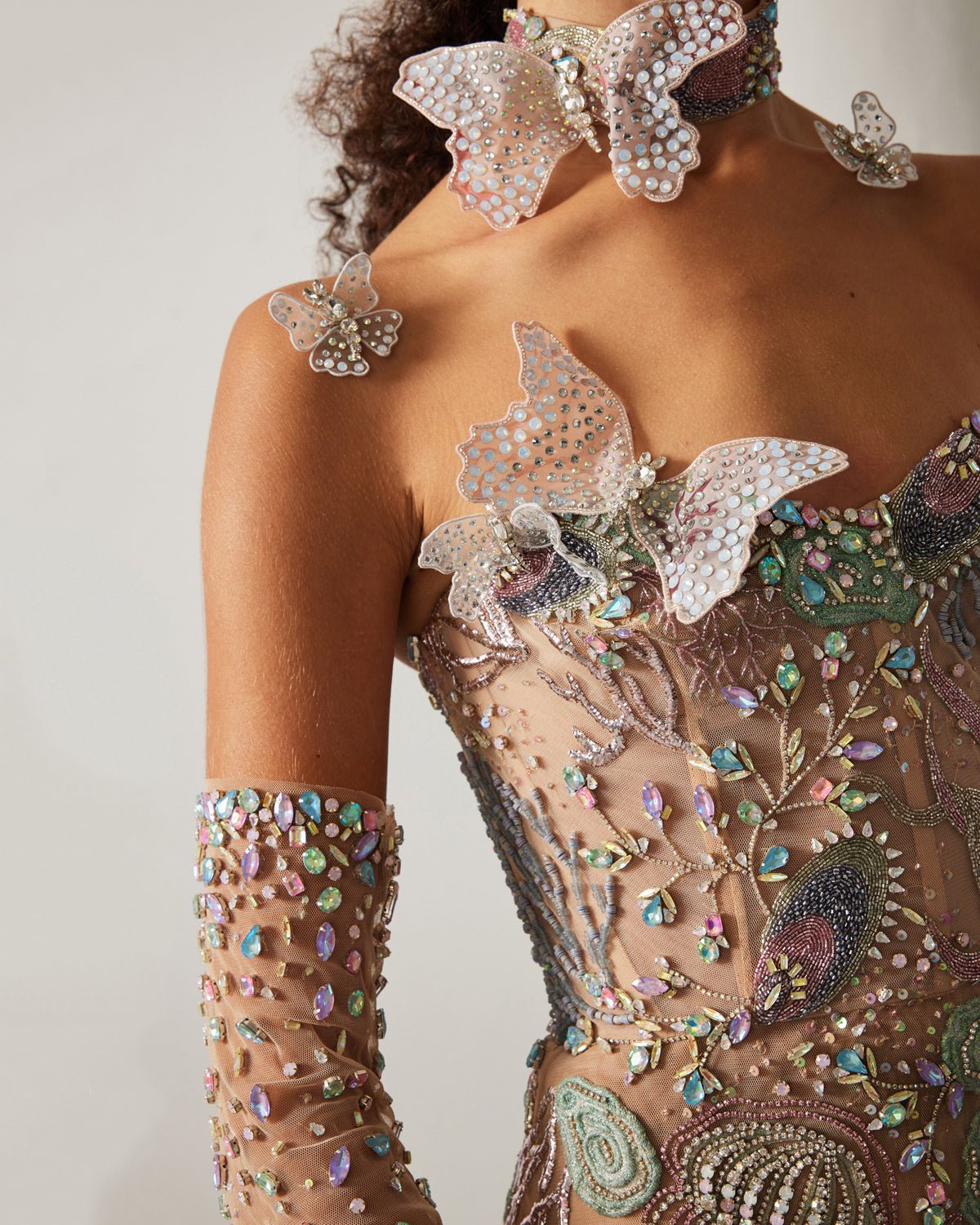 hermione-de-paula-Celestial Seascape Bustier Gown Aquarium Colourway-botanical-couture