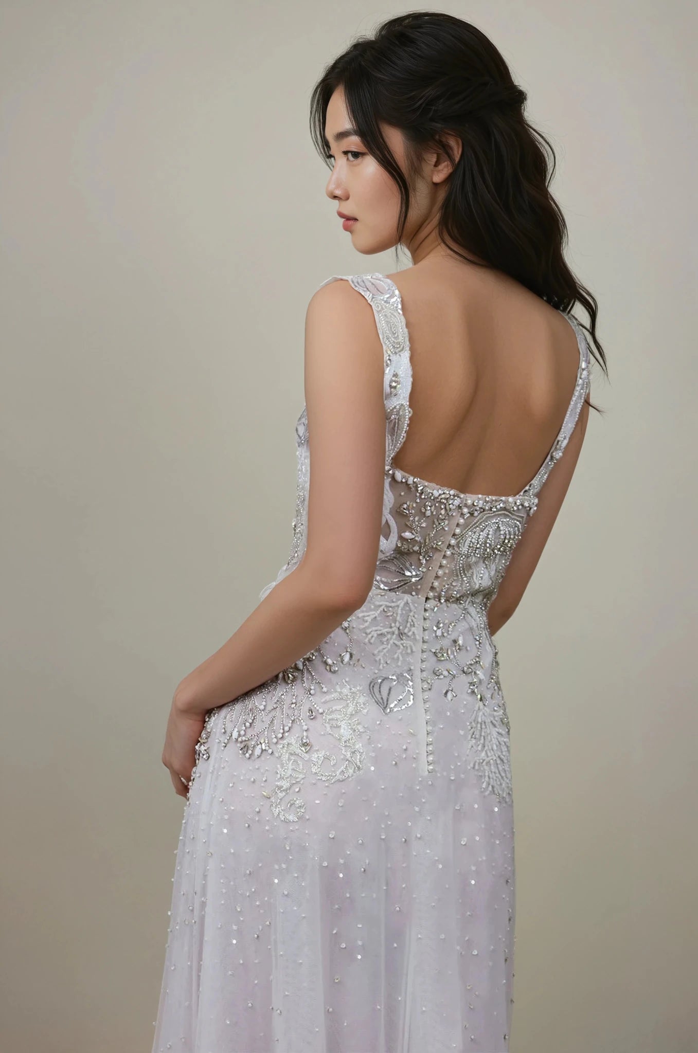 hermione - de - paula - Celestial Seascape Tulle Bustier SL Gown Stardust Crystal - botanical - couture