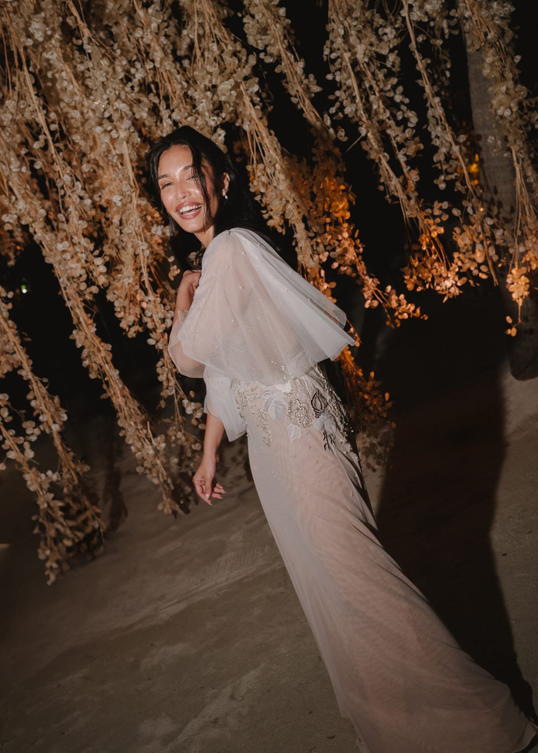 Hermione de Paula bride Manisha wearing a couture Monstera Celestial Seascape hand-embroidered wedding gown, as seen in Vogue - photo 10