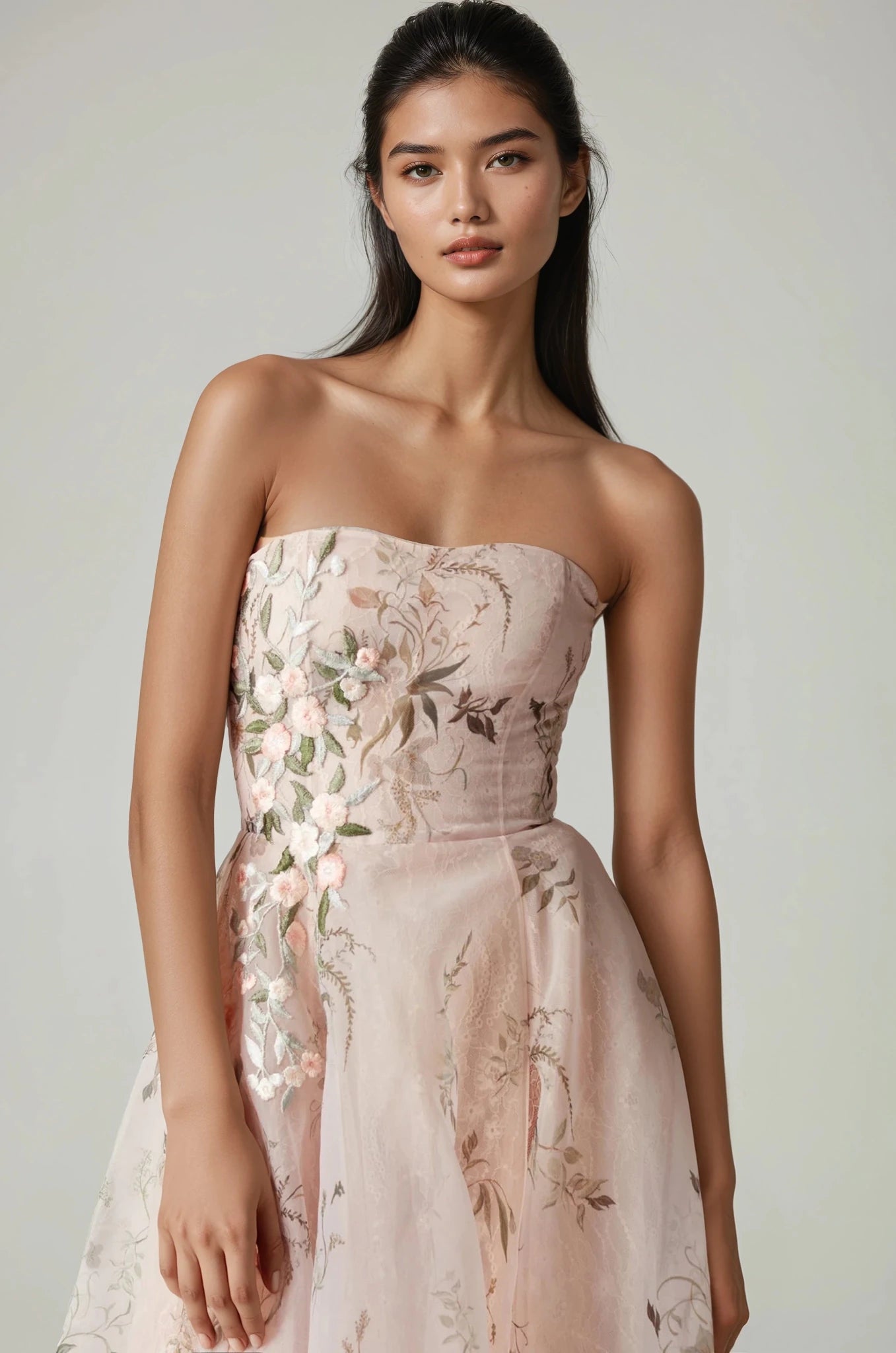 hermione - de - paula - Minature Rose Bougainvillea Oasis SL Gown Blush - botanical - couture