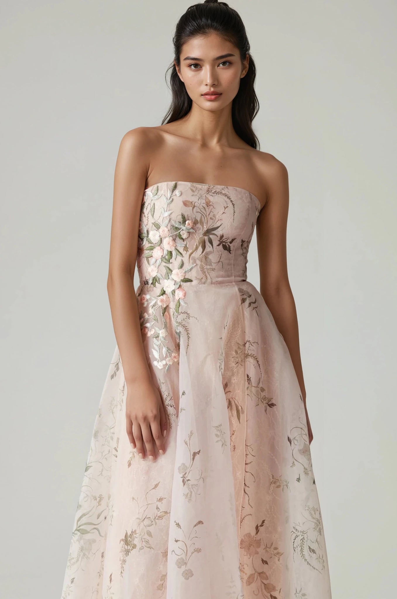 hermione - de - paula - Minature Rose Bougainvillea Oasis SL Gown Blush - botanical - couture