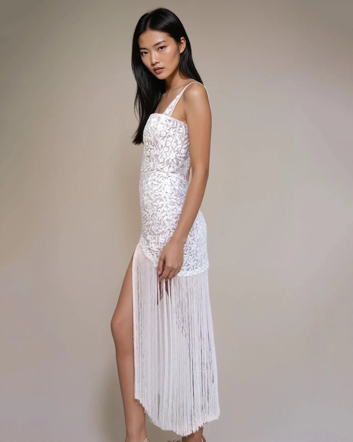 hermione-de-paula-Miniature Rose Square Neck Tassel Mini Gown | Jasmine Liquor-botanical-couture
