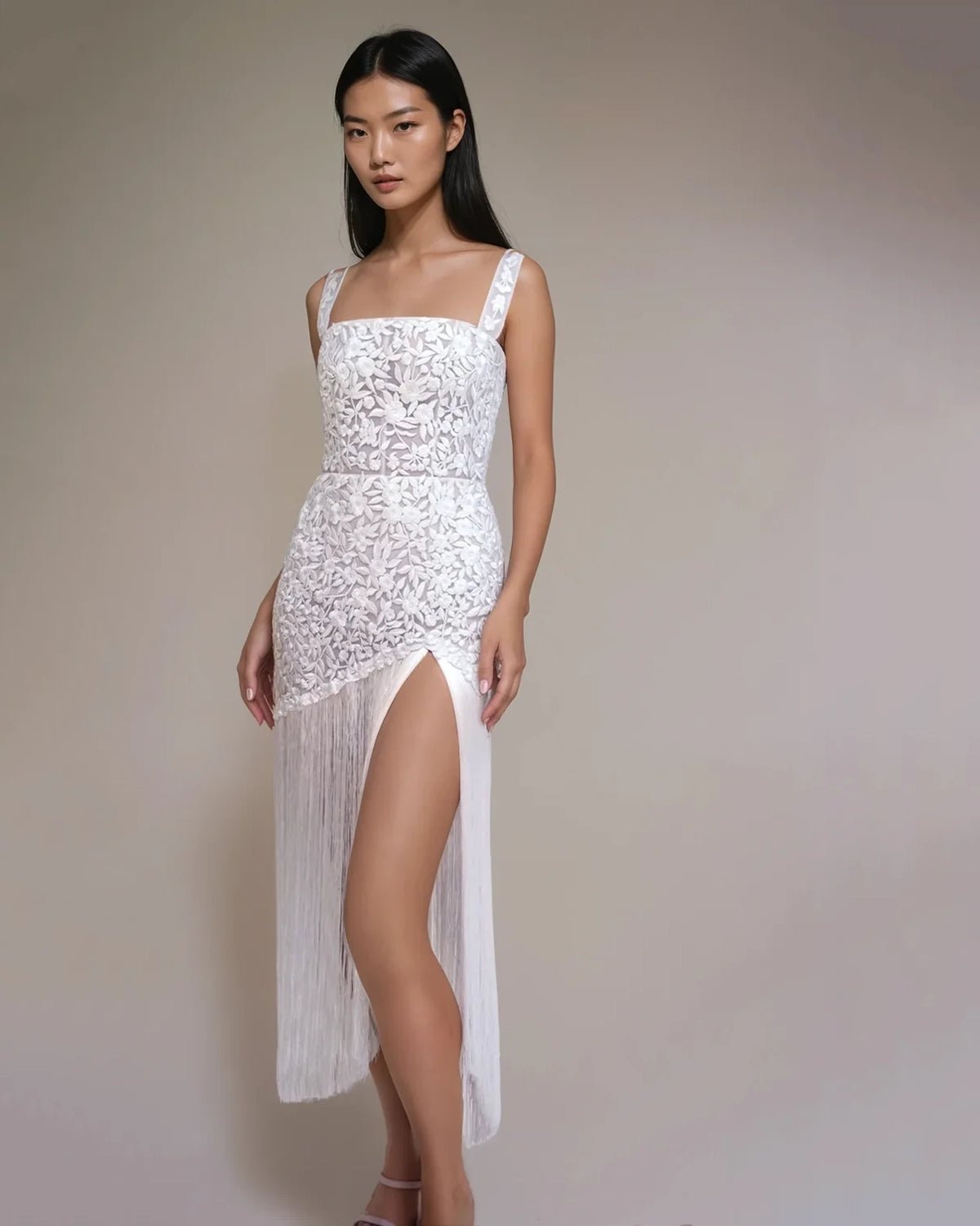hermione-de-paula-Miniature Rose Square Neck Tassel Mini Gown | Jasmine Liquor-botanical-couture