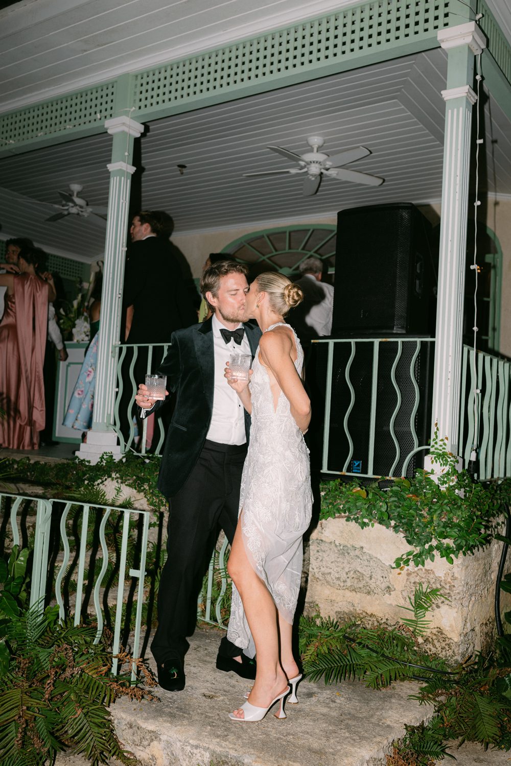Hermione de Paula bride Pia wearing a custom Monstera pearl mini wedding dress with hand embroidery - photo 3
