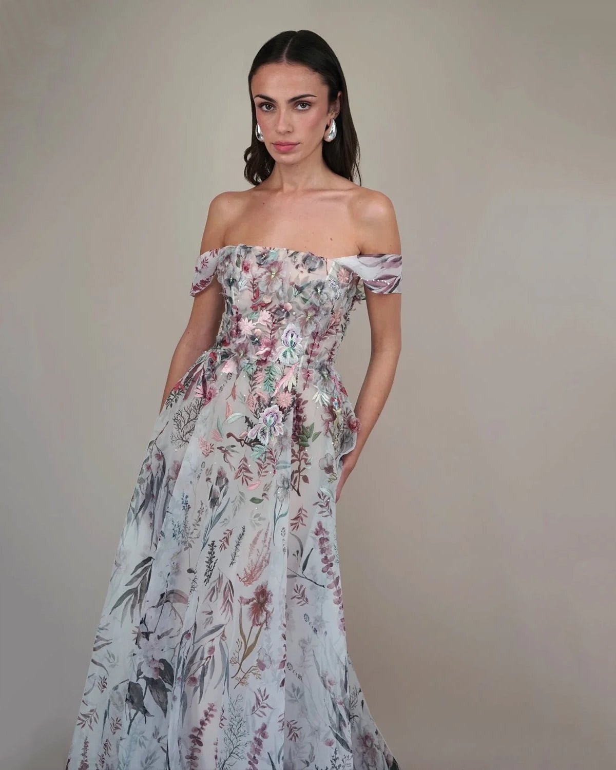 hermione-de-paula-Printed Underwater Wildflower Gown With 3D Elements | Midnight-botanical-couture