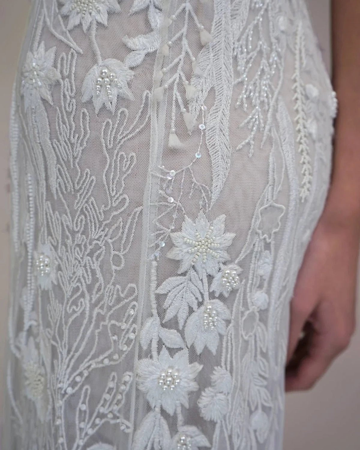 hermione-de-paula-Seascape Straight Bodice Gown | Moonlight White-botanical-couture