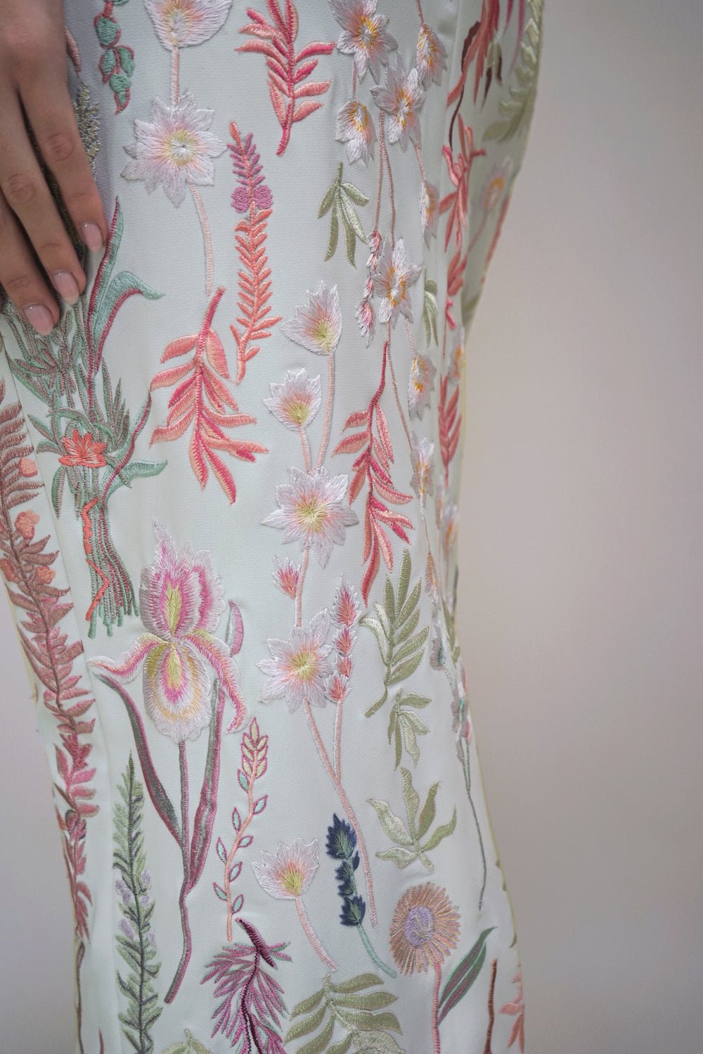 hermione - de - paula - Underwater Wildflower Bustier Crepe Column Gown Blush - botanical - couture