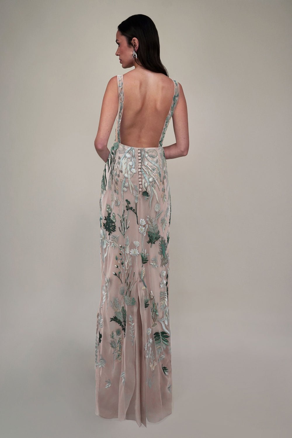 hermione-de-paula-Underwater Wildflower Illusion V Front Tulle Gown | Sea Glass Green-botanical-couture