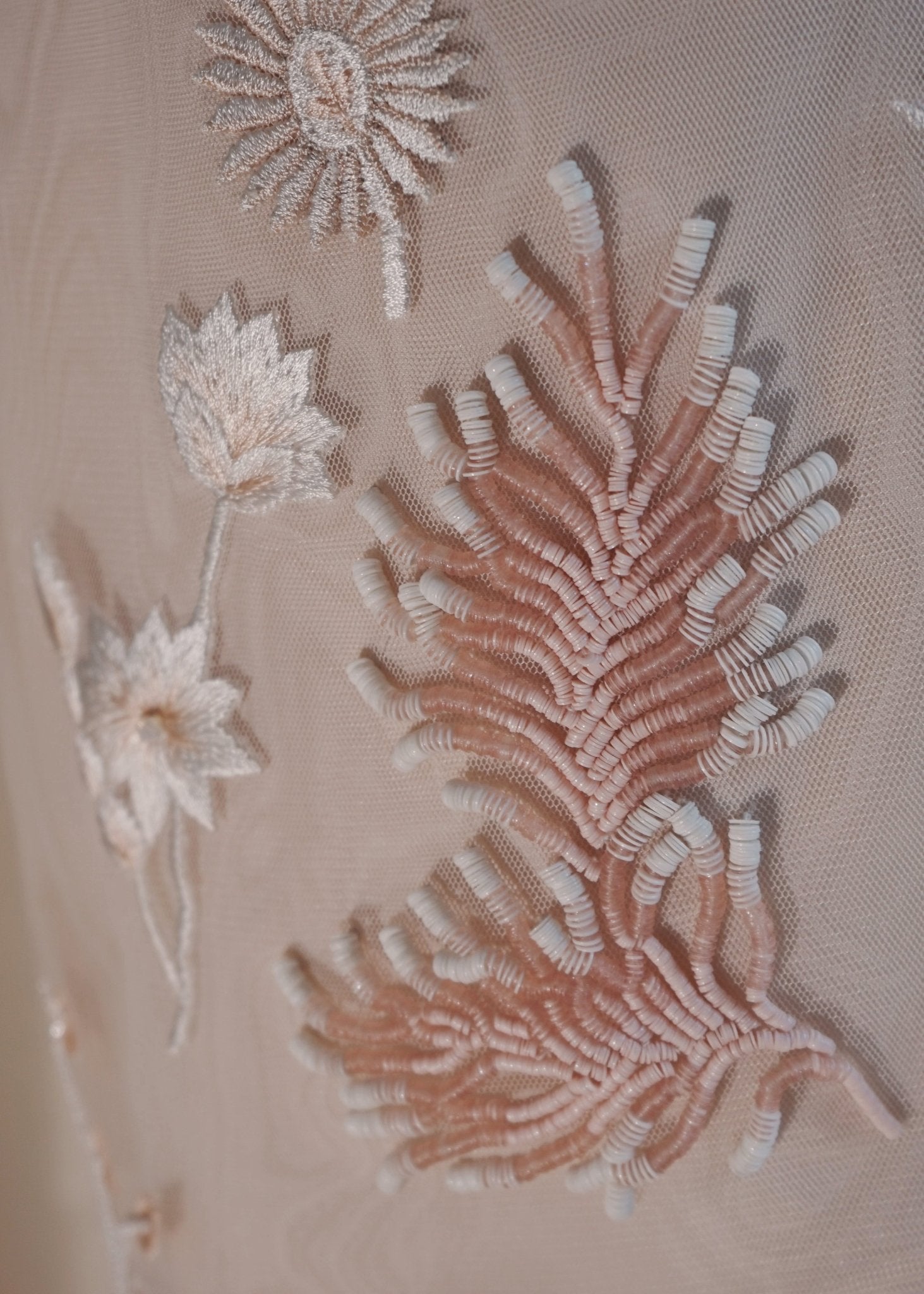 hermione-de-paula-Underwater Wildflower Illusion V Front Tulle Mini Dress | Seashell Blush-botanical-couture
