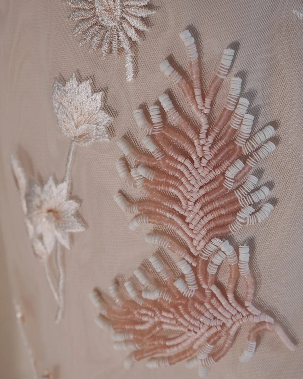 hermione-de-paula-Underwater Wildflower Illusion V Front Tulle Mini Dress | Seashell Blush-botanical-couture
