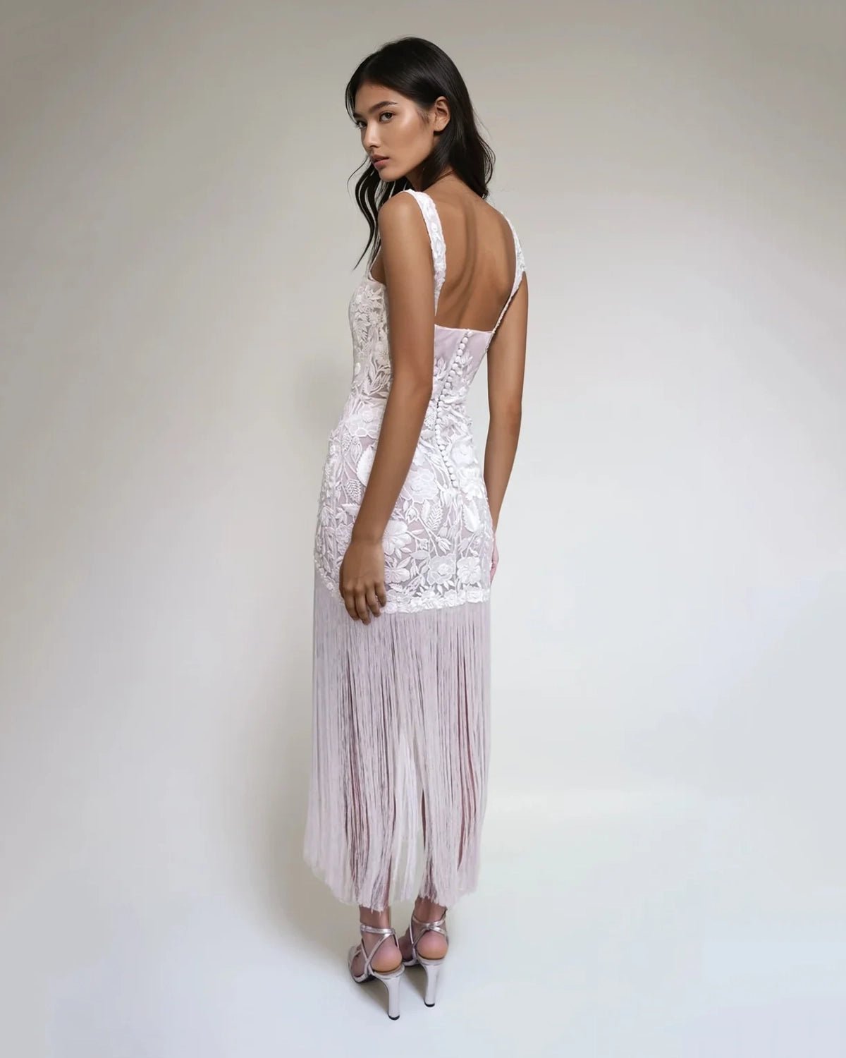 hermione-de-paula-Wild Rose Square Neck Tassel Mini Gown | Floral White-botanical-couture