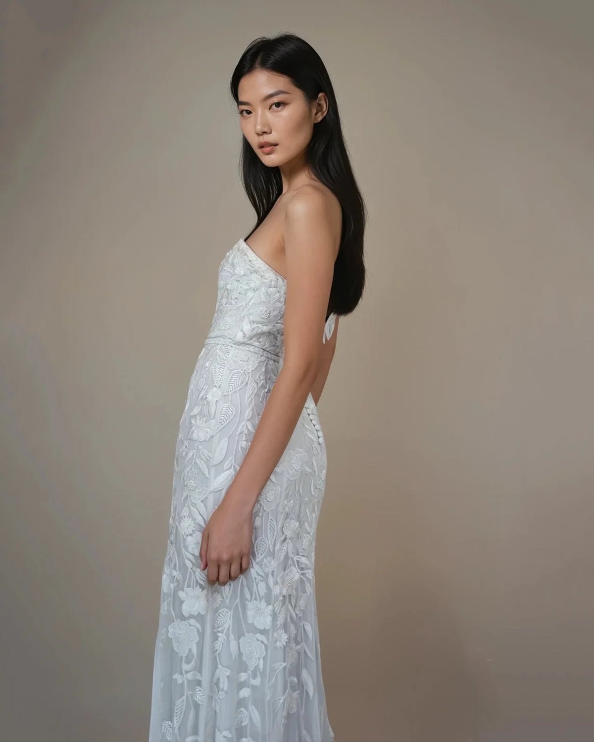 hermione-de-paula-Wild Rose Tulle Bustier Gown | Floral White-botanical-couture