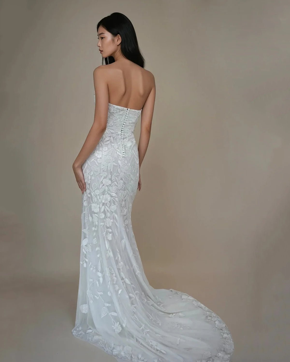 hermione-de-paula-Wild Rose Tulle Bustier Gown | Floral White-botanical-couture