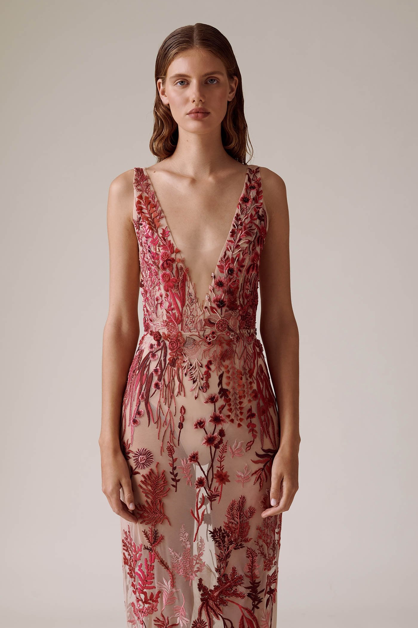 Rose Red Coral Reef Gown | Hermione de Paula Bridal Boutique