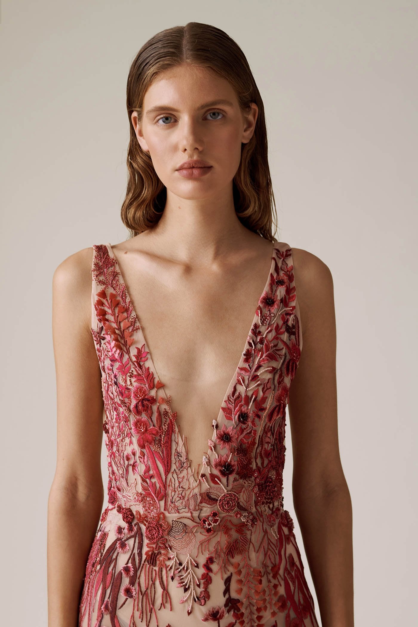 Rose Red Coral Reef Gown | Hermione de Paula Bridal Boutique